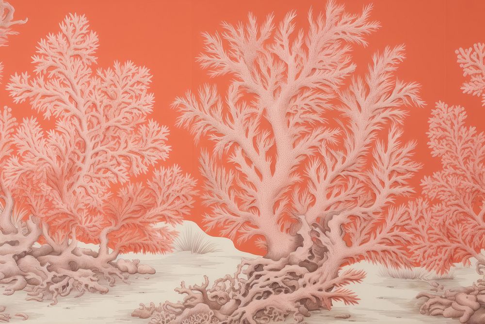 Toile wallpaper Coral painting nature land.