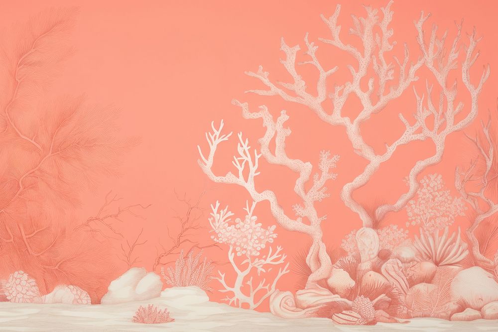 Toile wallpaper Coral nature red art.