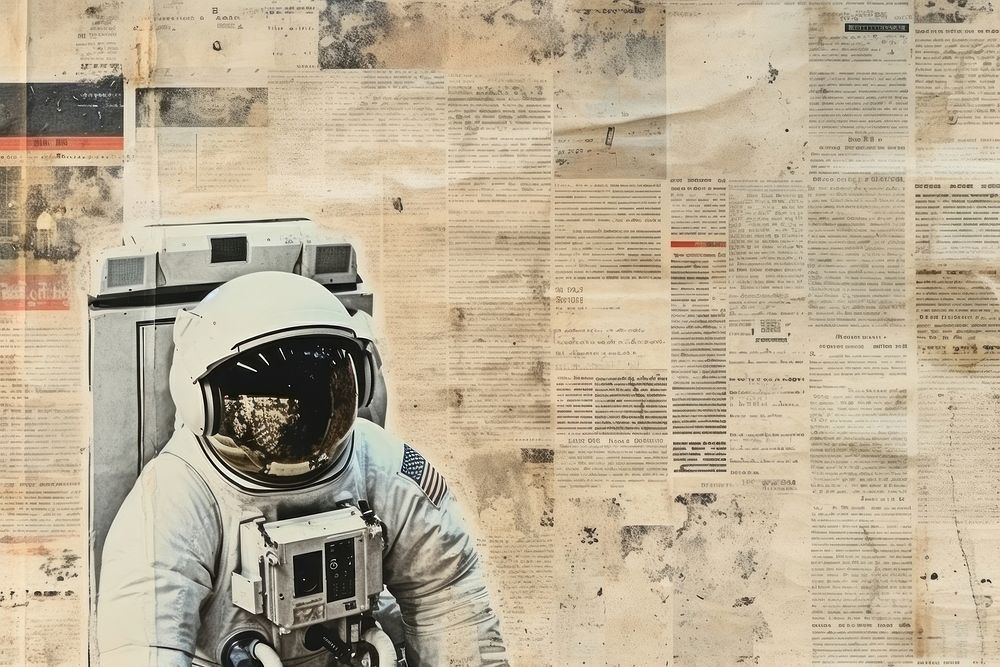 Astronaut border newspaper man architecture.