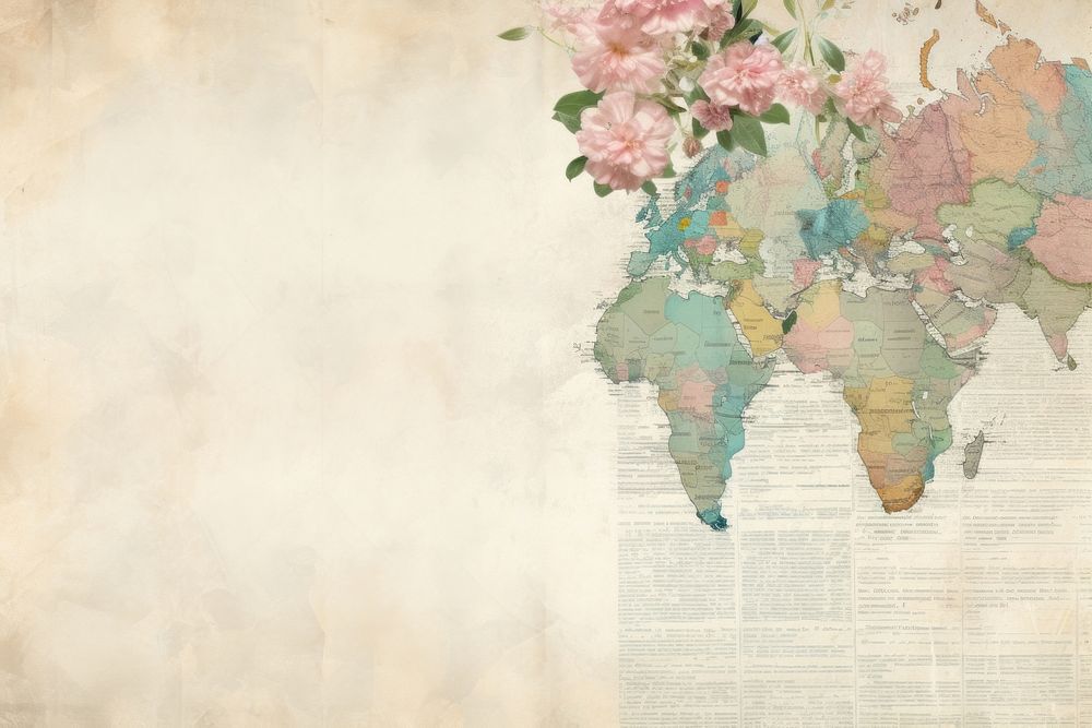 Earth globe border backgrounds flower paper.