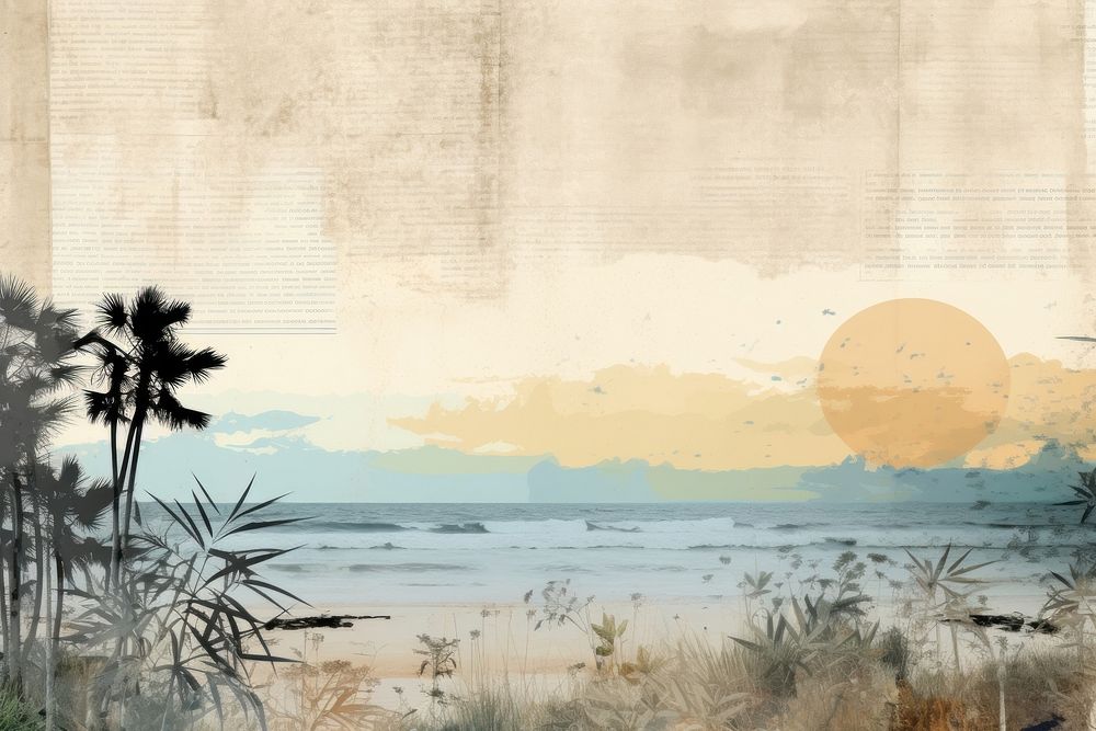 Sun-drenched beaches border backgrounds outdoors painting.