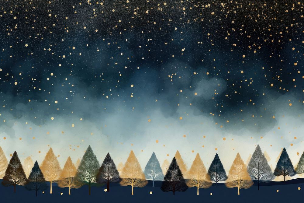 Gold christmas trees light dots border backgrounds outdoors nature. AI generated Image by rawpixel.