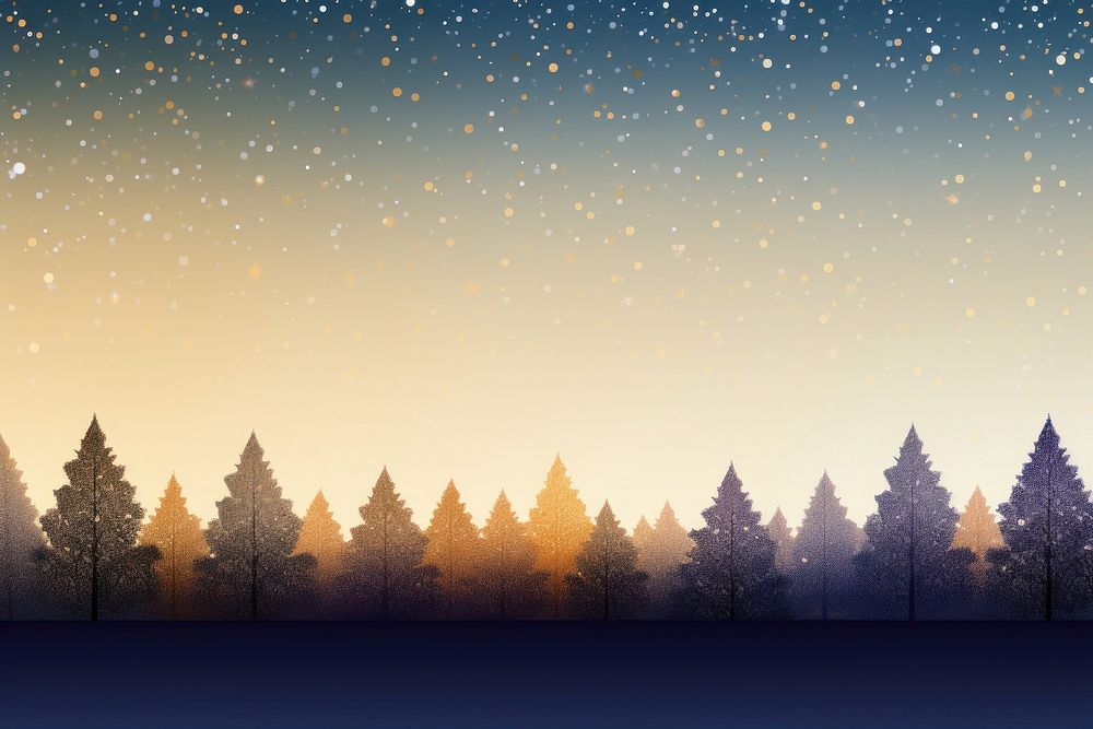 Christmas trees light gold flare dots border backgrounds landscape outdoors. AI generated Image by rawpixel.