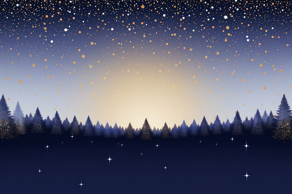 Christmas trees light white flare dots border backgrounds landscape outdoors. AI generated Image by rawpixel.