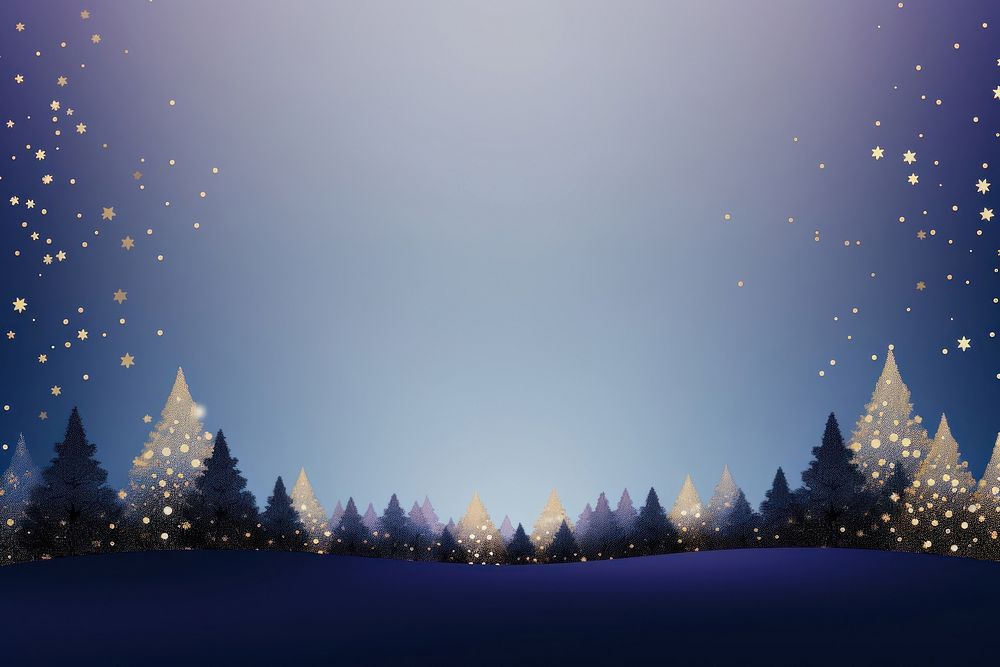 Light gold christmas trees light dots border outdoors nature night. AI generated Image by rawpixel.