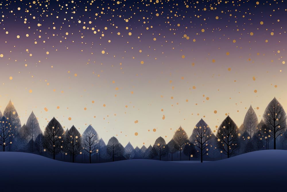 Light gold christmas trees light dots border backgrounds landscape outdoors. AI generated Image by rawpixel.