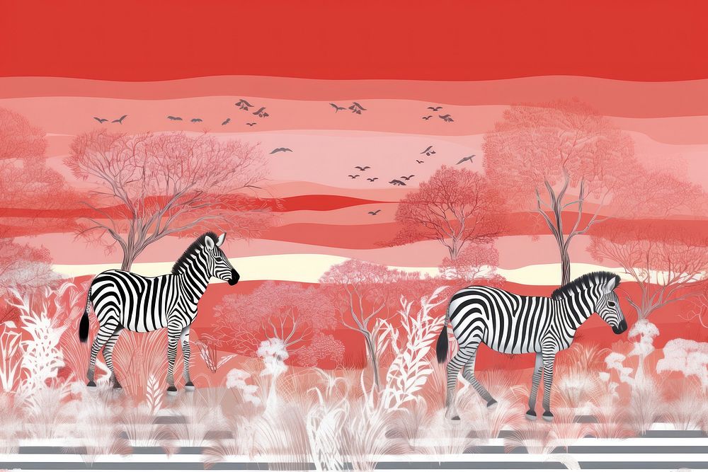 Toile wallpaper Zebra zebra landscape wildlife.