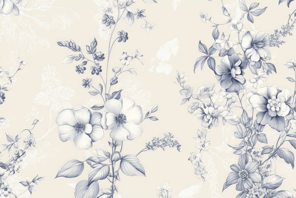 Toile wallpaper a single Cotton flower pattern drawing sketch.