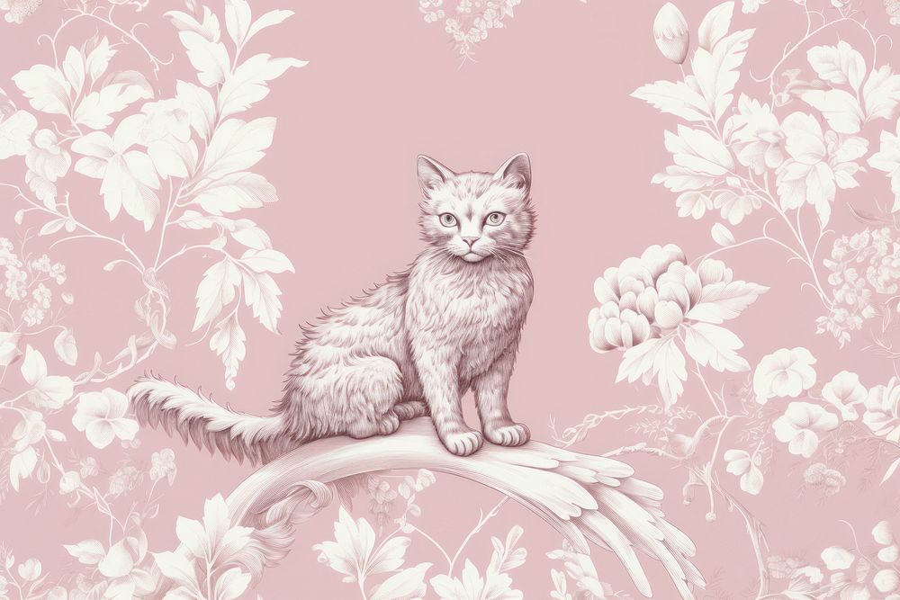 Toile wallpaper a single Kitten pattern drawing animal.