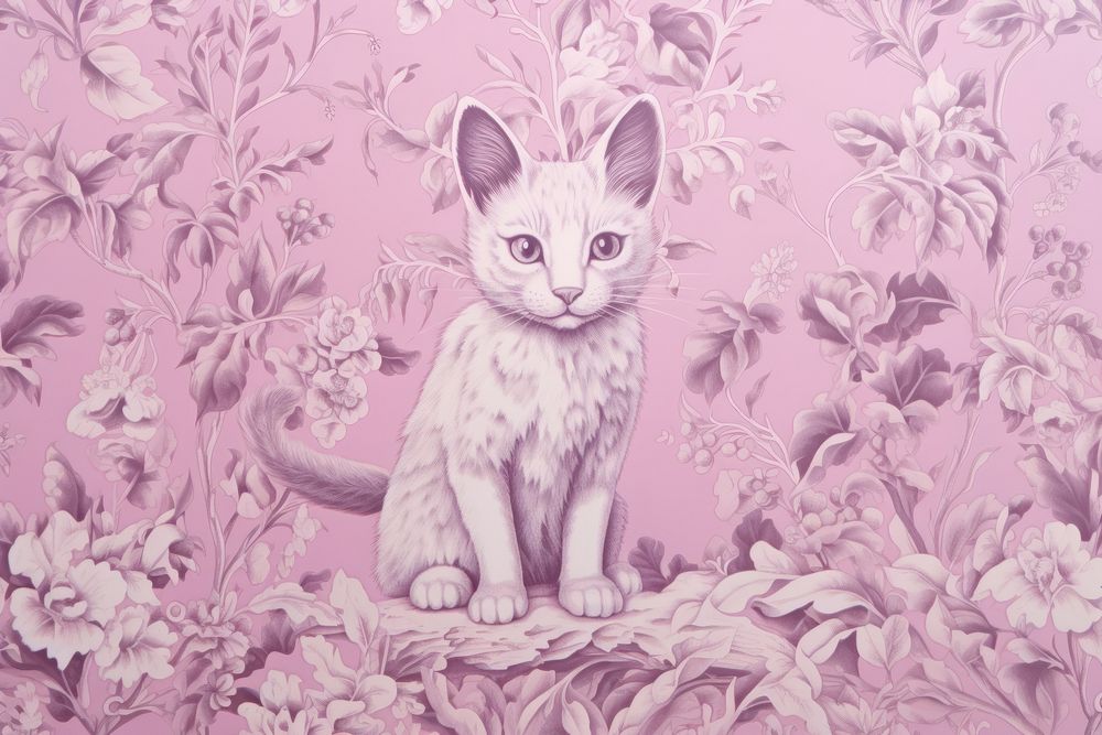 Toile wallpaper a single Kitten painting pattern animal.