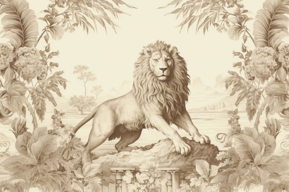 Toile wallpaper a single Lion drawing animal mammal.