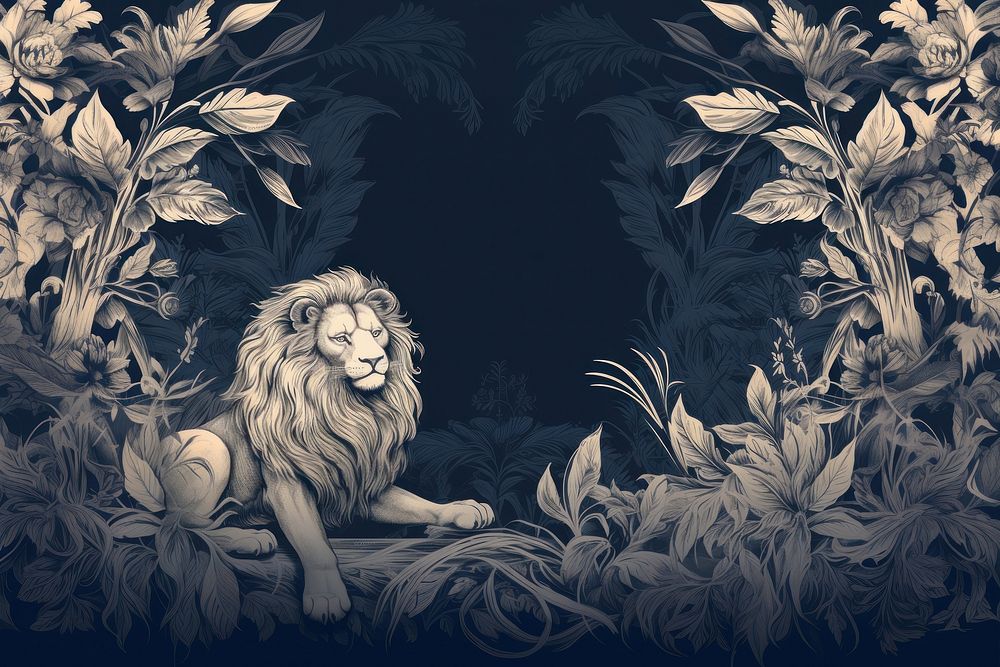 Toile wallpaper a single Lion mammal lion representation.