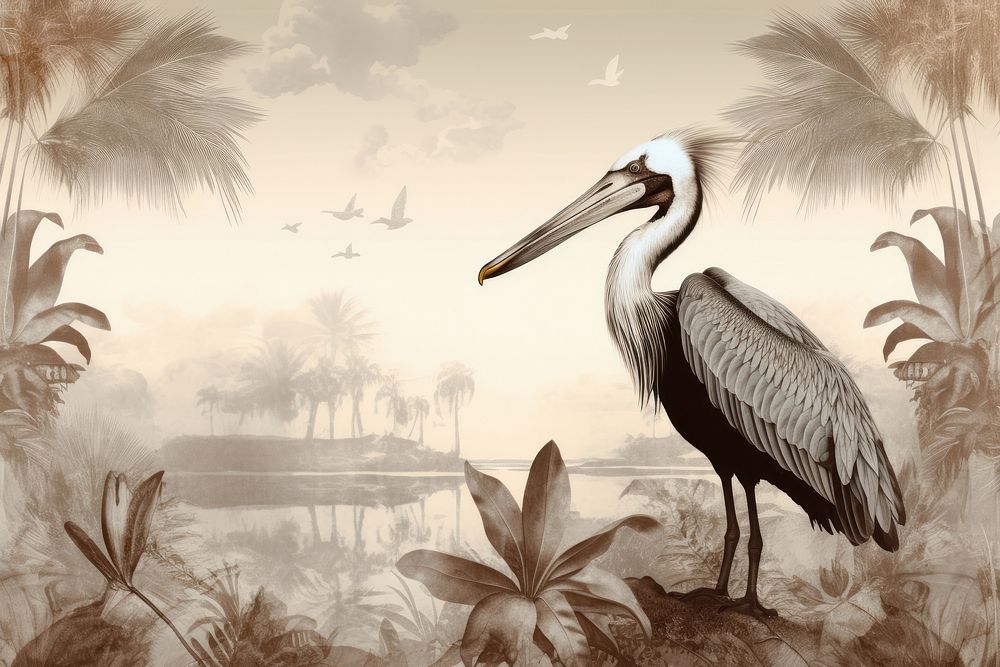 Toile wallpaper a single Pelican pelican outdoors animal.