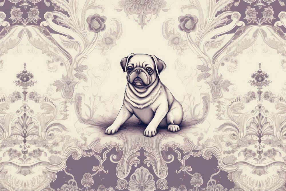 Toile wallpaper a single Pug dog pug animal mammal.