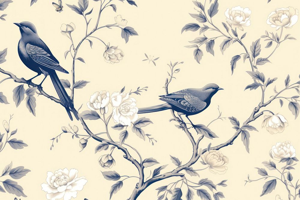 Toile wallpaper a single Sparrow pattern drawing sketch.