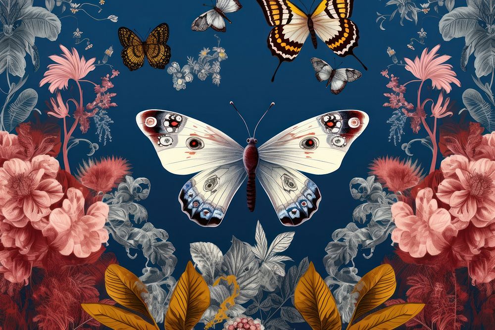 Toile wallpaper Moth butterfly outdoors pattern.
