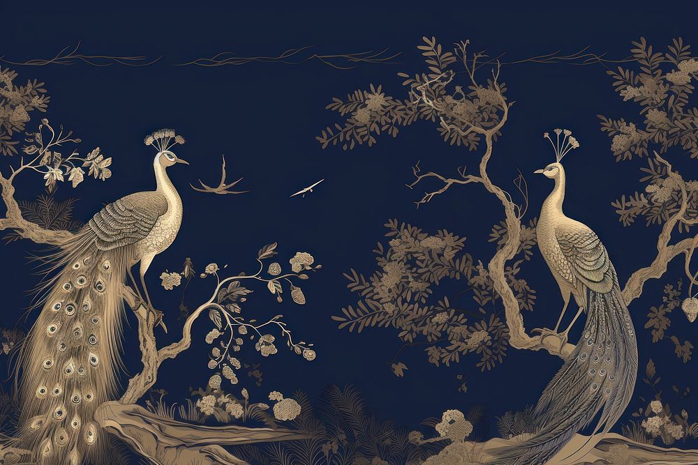 Toile wallpaper peacock pattern bird backgrounds.