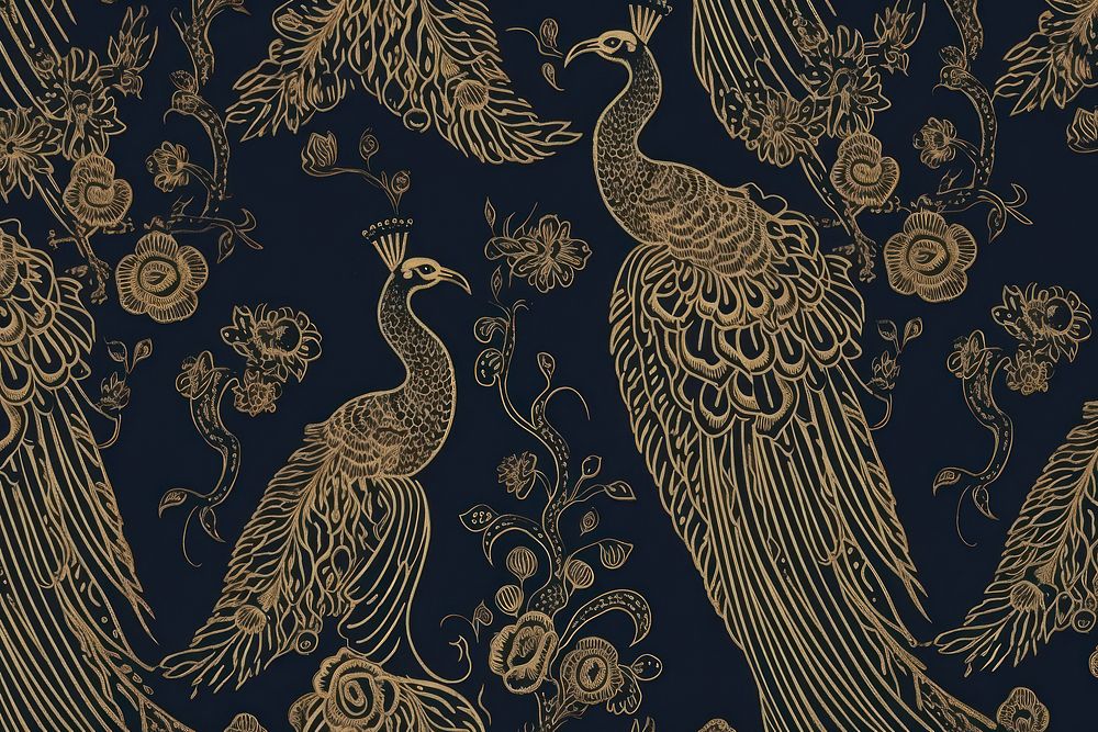 Toile wallpaper peacock pattern animal bird.