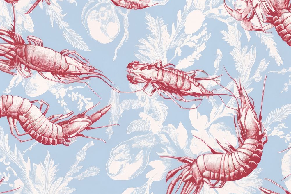 Toile wallpaper shrimp lobster seafood animal.