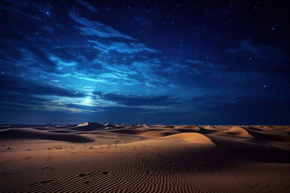 Sahara Desert landscape desert night.