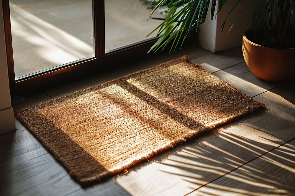 Brown door mat shadow rug flooring.