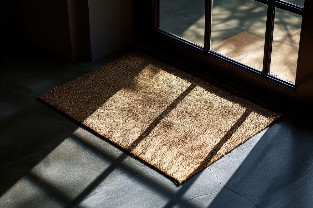 Brown door mat shadow light architecture.