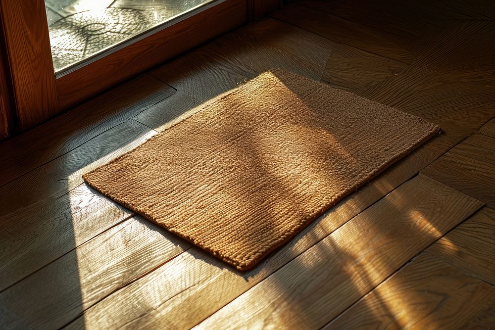 Brown door mat hardwood shadow architecture.