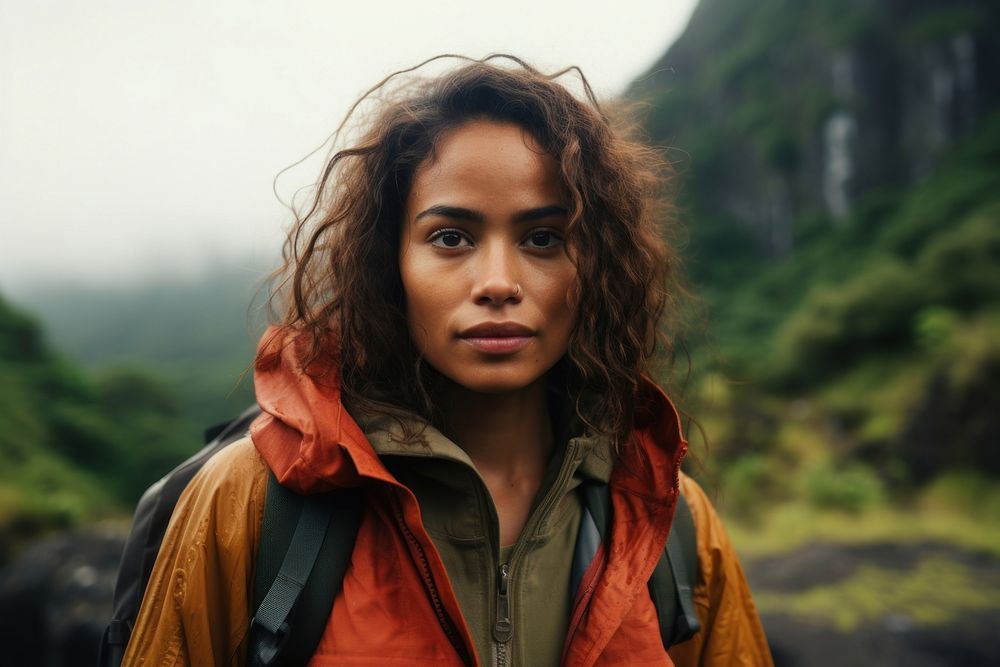Samoan traveler woman portrait jacket adult.
