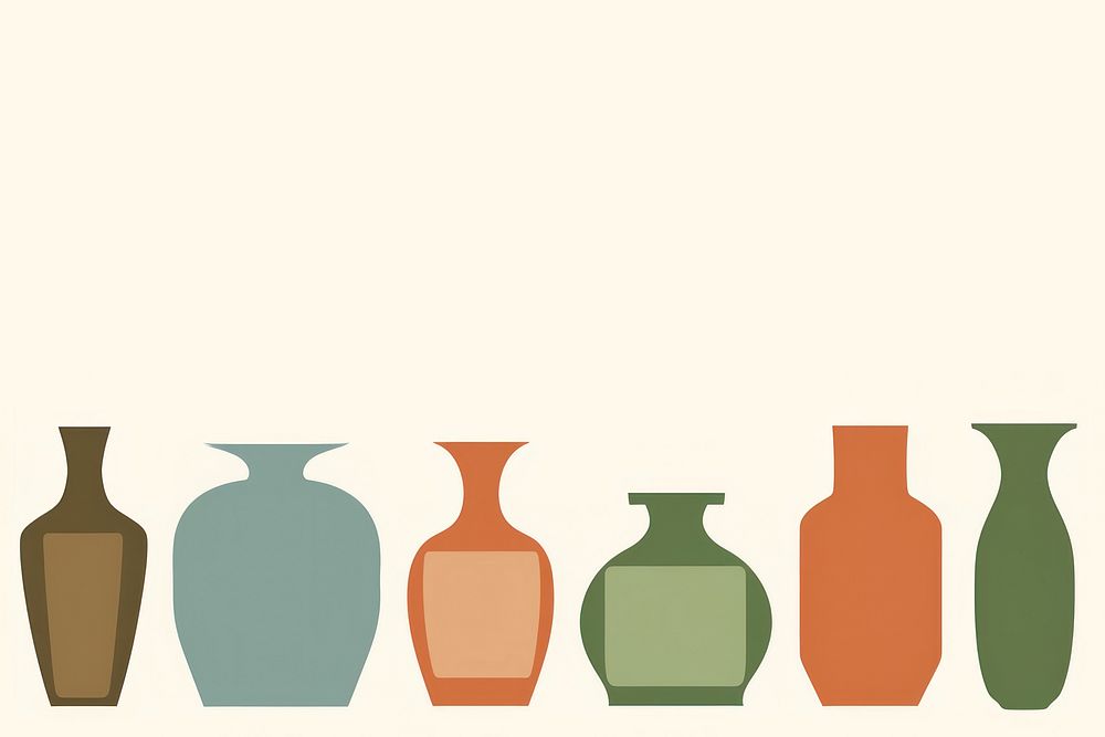 Illustration of vase pots border pottery art arrangement.