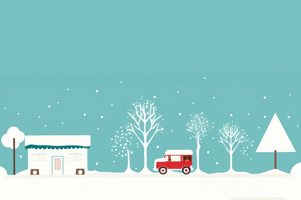 Illustration of winter outdoors vehicle transportation.