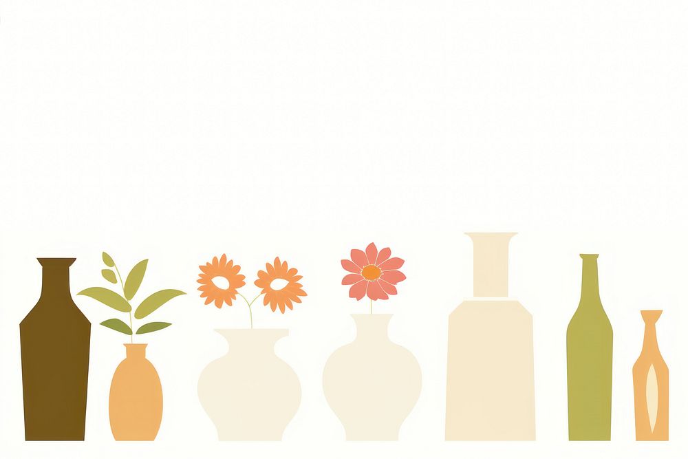 Illustration of flower vases border jar art arrangement.