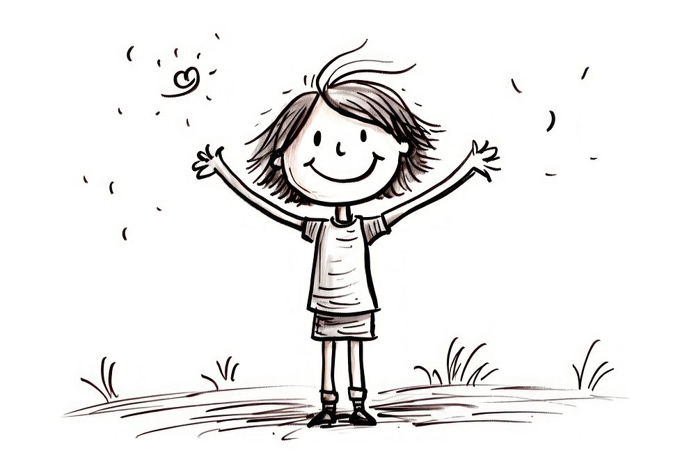 Happy girl drawing sketch book. AI generated Image by rawpixel.