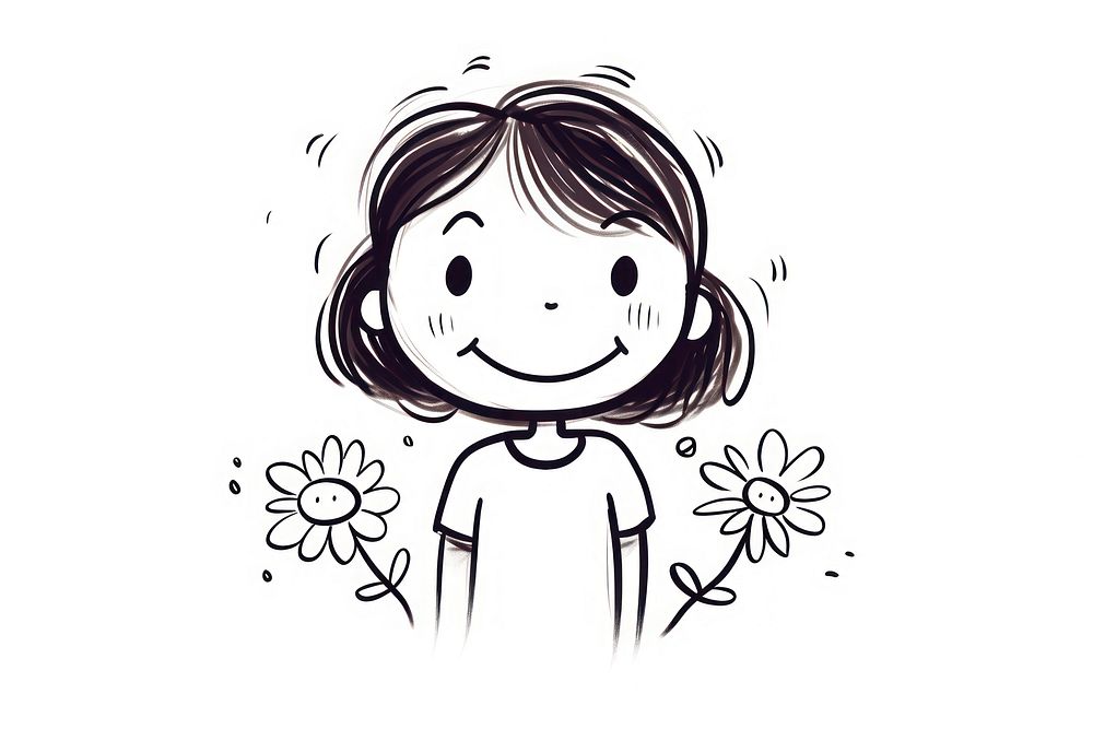 Happy girl drawing sketch representation. AI generated Image by rawpixel.