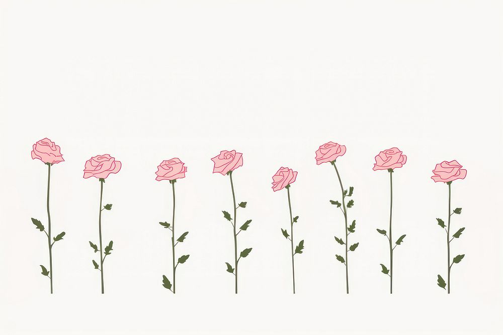 Illustration of rose flowers border pattern plant petal.