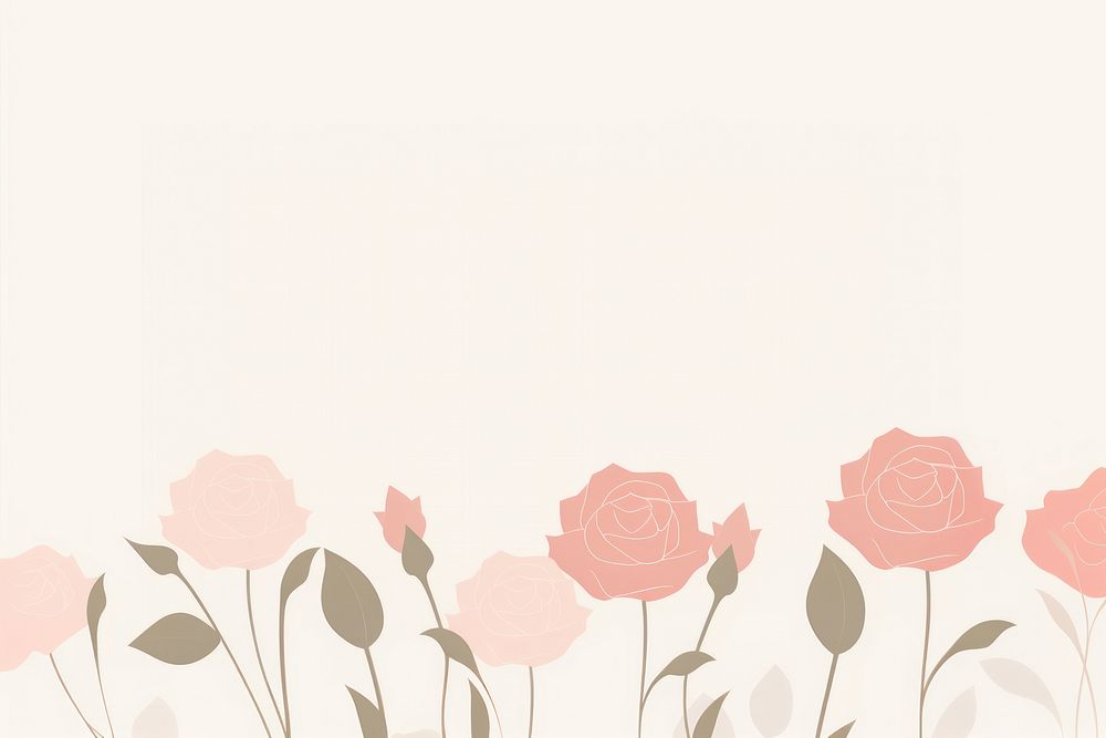 Illustration of rose flowers border pattern plant art.