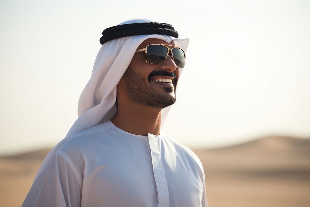 Arab man adult sunglasses landscape.