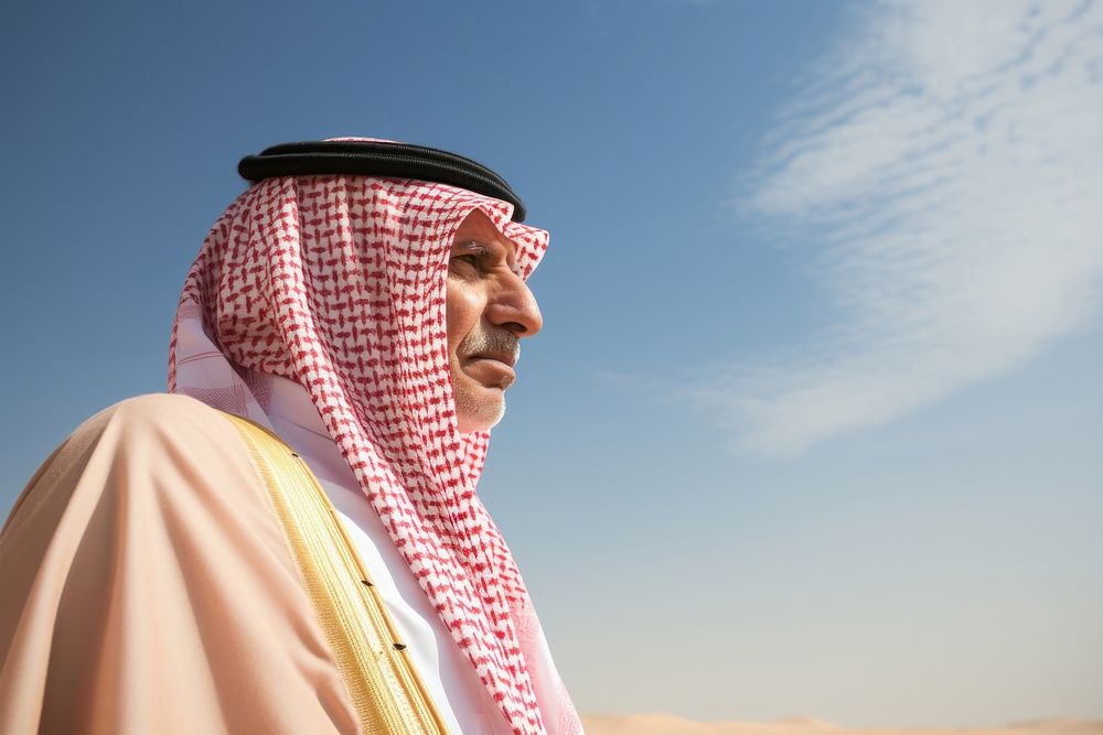 Arab man landscape headscarf headwear.