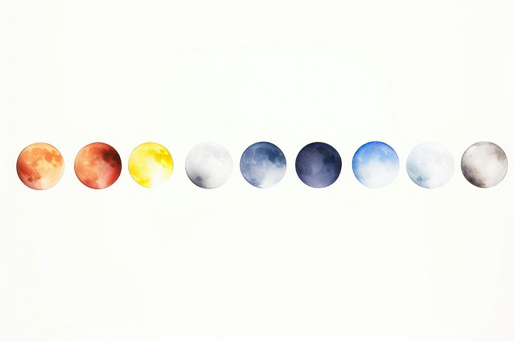 Moons astronomy space white background.