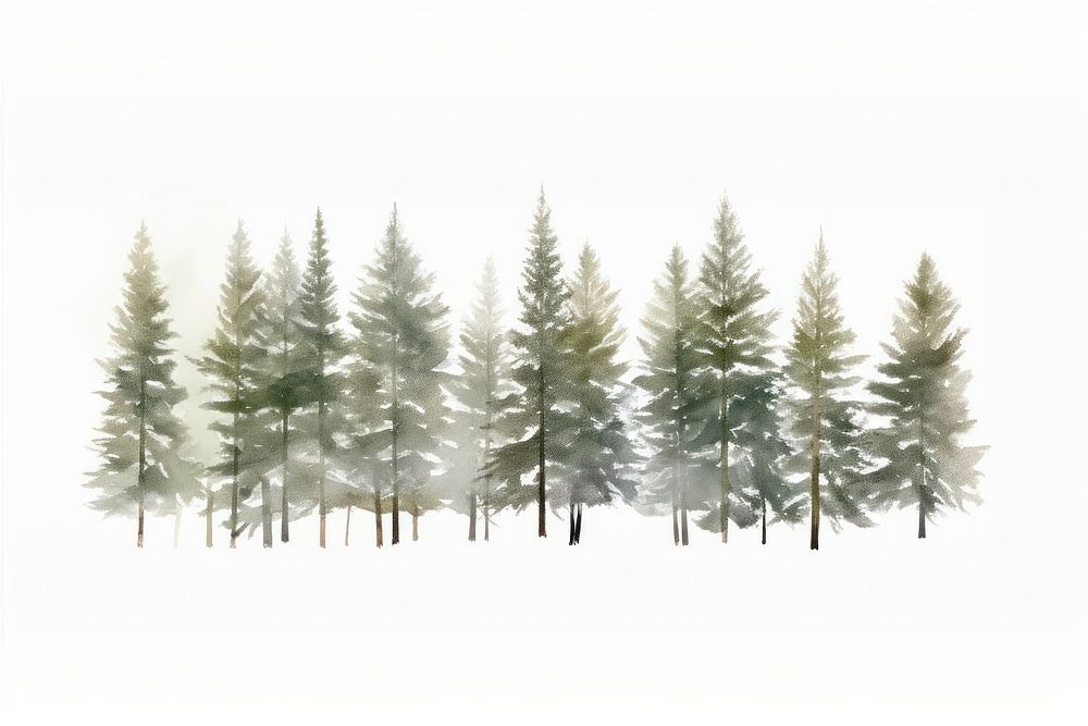 Pine trees in winter panoramic outdoors nature.