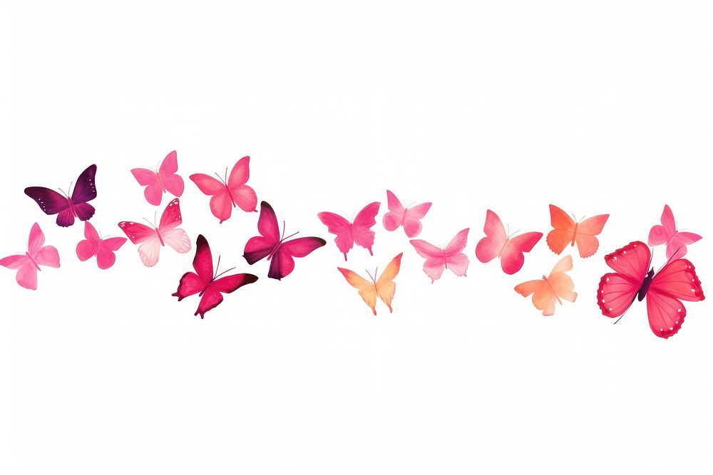 Pink butterflies petal white background creativity.