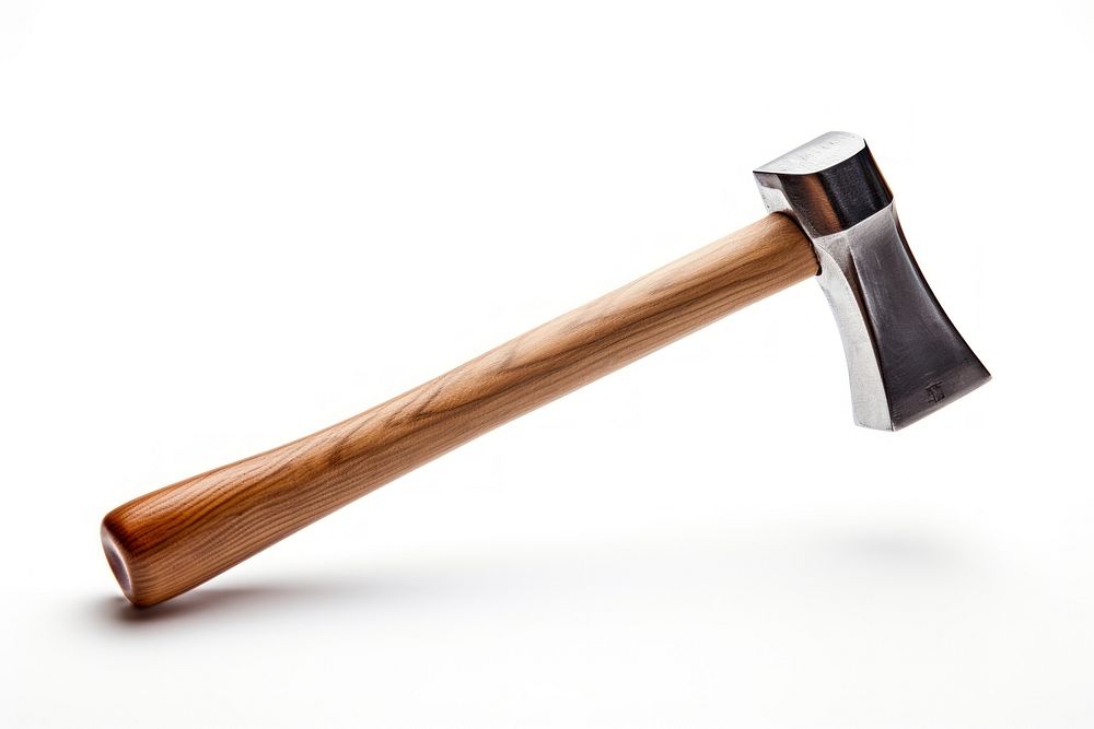 Hammer with an oak handle tool white background electronics.