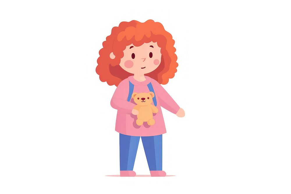 Girl wearing pajamas portrait holding cartoon. AI generated Image by rawpixel.
