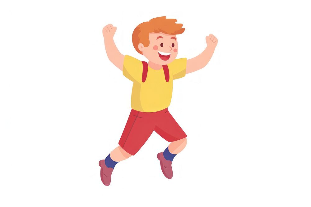 Happy jumping boy cartoon white background exercising. AI generated Image by rawpixel.