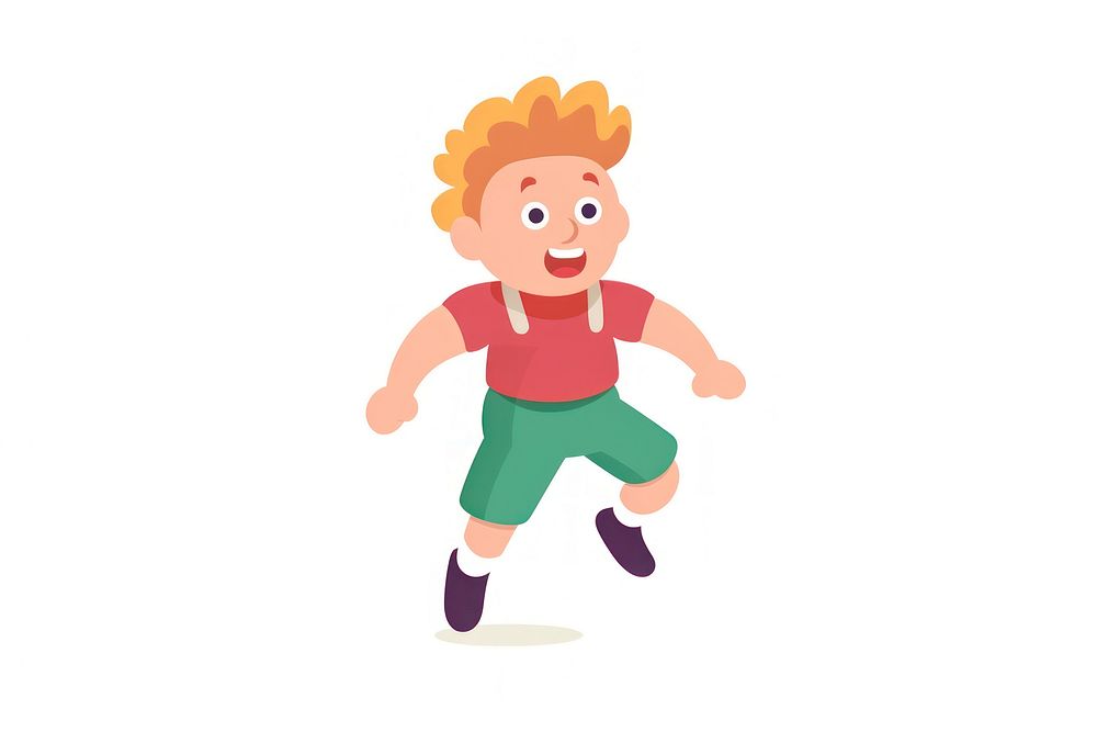 Jumping boy cartoon child white background. AI generated Image by rawpixel.