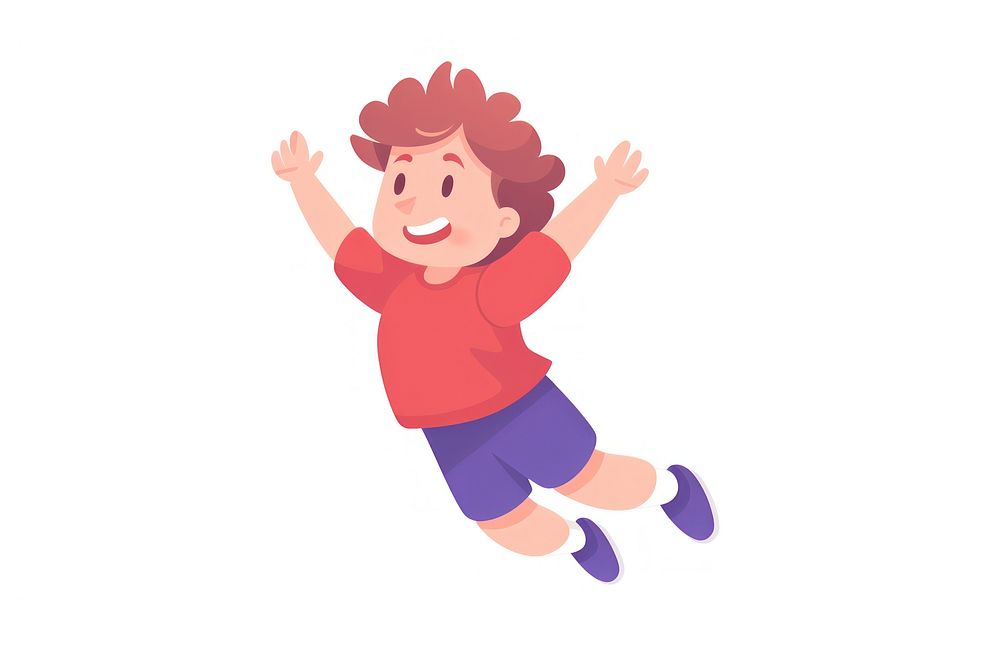 Jumping boy cartoon white background excitement. AI generated Image by rawpixel.