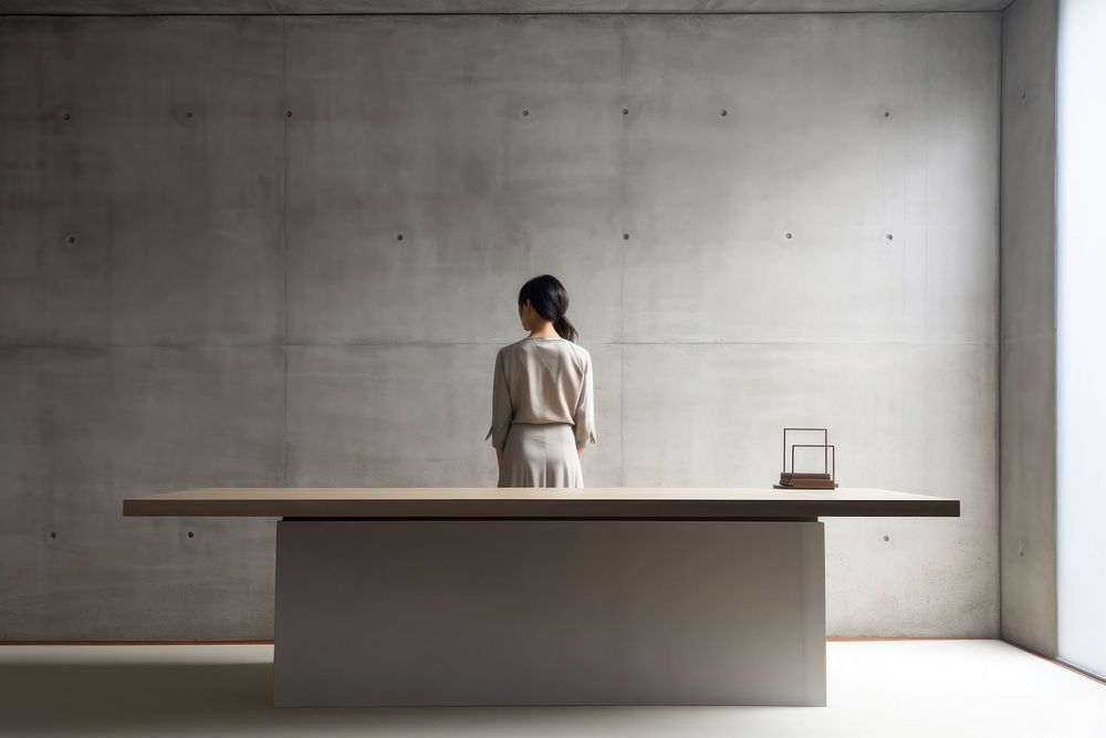 A young woman architect furniture standing table. AI generated Image by rawpixel.