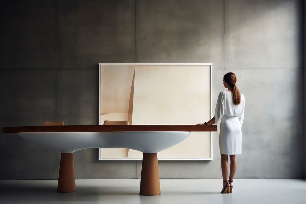 A young woman architect furniture table adult. AI generated Image by rawpixel.