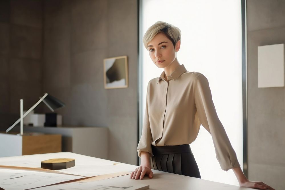 A young woman architect office table desk. AI generated Image by rawpixel.