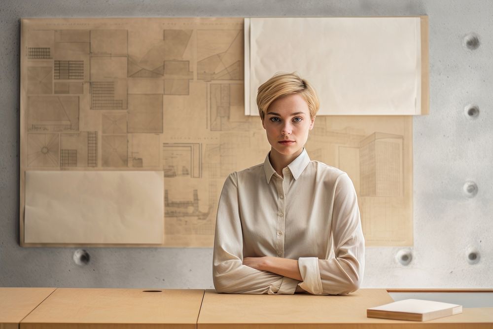 A young woman architect furniture office table. AI generated Image by rawpixel.