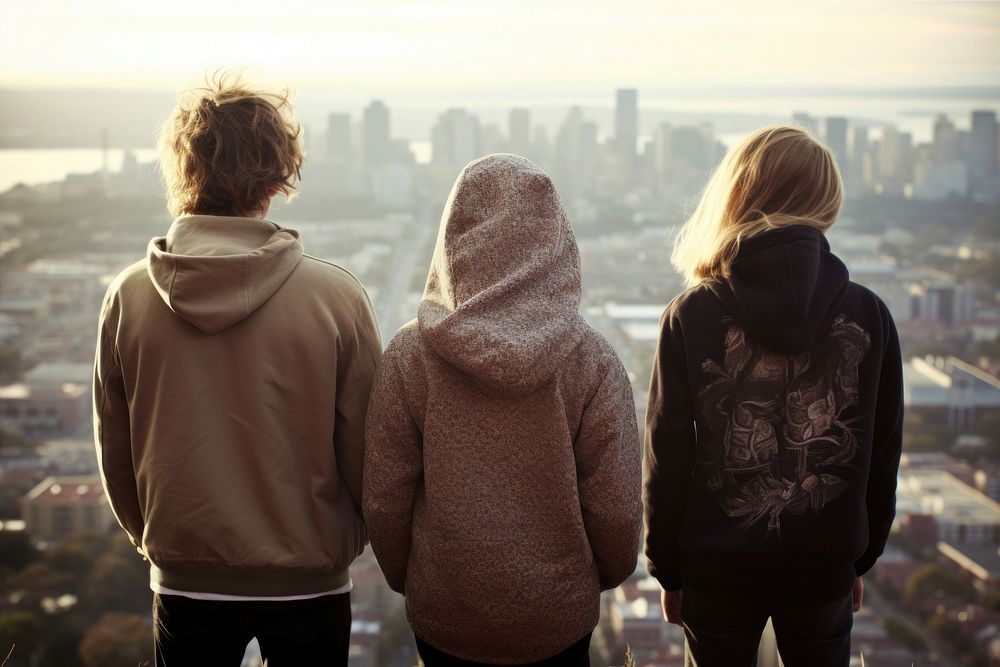 Group of three teenage people city architecture outdoors. AI generated Image by rawpixel.